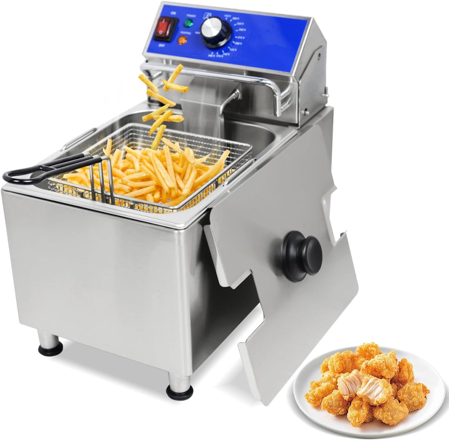 EASYROSE 12.5QT Electric Deep Fryer with Basket, 8.45QT Oil Capacity Commercial Oil Fryer with Lid & Temperature Control, Countertop Deep Fat Fryer Perfect for Commercial or Domestic Use, 1800W, ETL