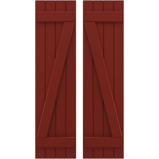 Ekena Millwork 14-in W x 84-in H Pepper Red Paintable/Stainable Board and batten Spaced Wood Exterior Shutters ( 2 -Pack )