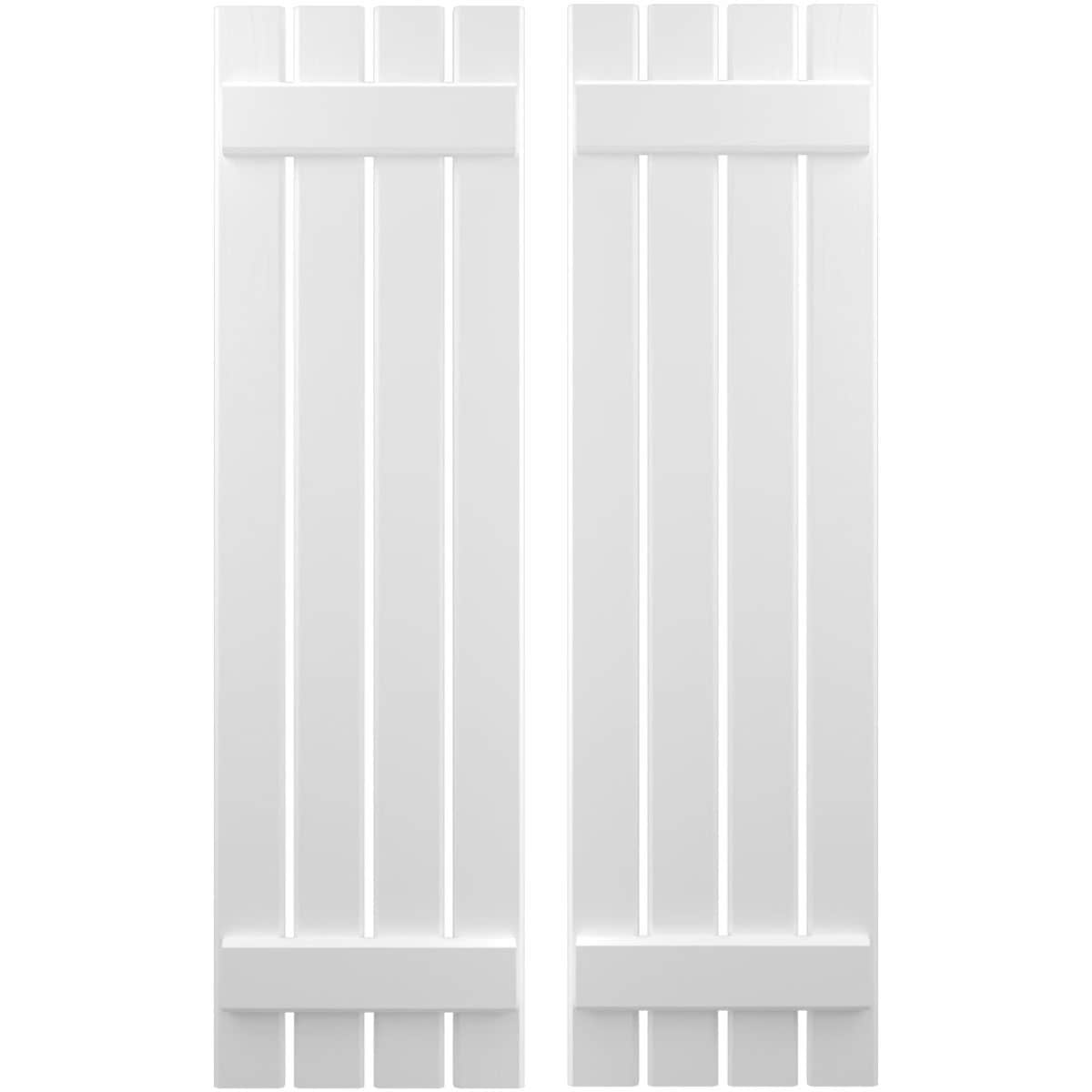 Ekena Millwork 15.5-in W x 50-in H White Paintable/Stainable Board and batten Spaced with z-bar Wood Exterior Shutters ( 2 -Pack )