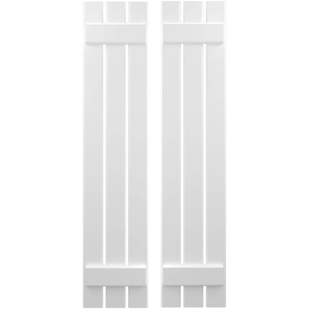 Ekena Millwork 11.5-in W x 83-in H White Paintable/Stainable Board and batten Wood Exterior Shutters ( 2 -Pack )