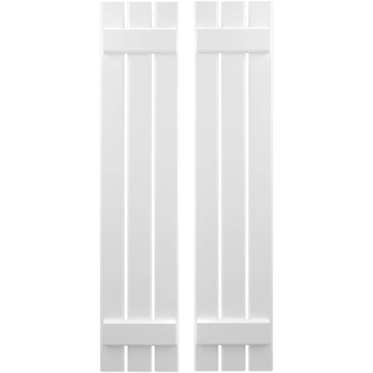 Ekena Millwork 11.5-in W x 83-in H White Paintable/Stainable Board and batten Wood Exterior Shutters ( 2 -Pack )