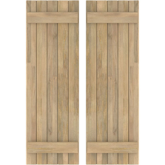 Ekena Millwork 17.5-in W x 72-in H Unfinished Paintable/Stainable Board and batten Spaced with z-bar Wood Exterior Shutters ( 2 -Pack )