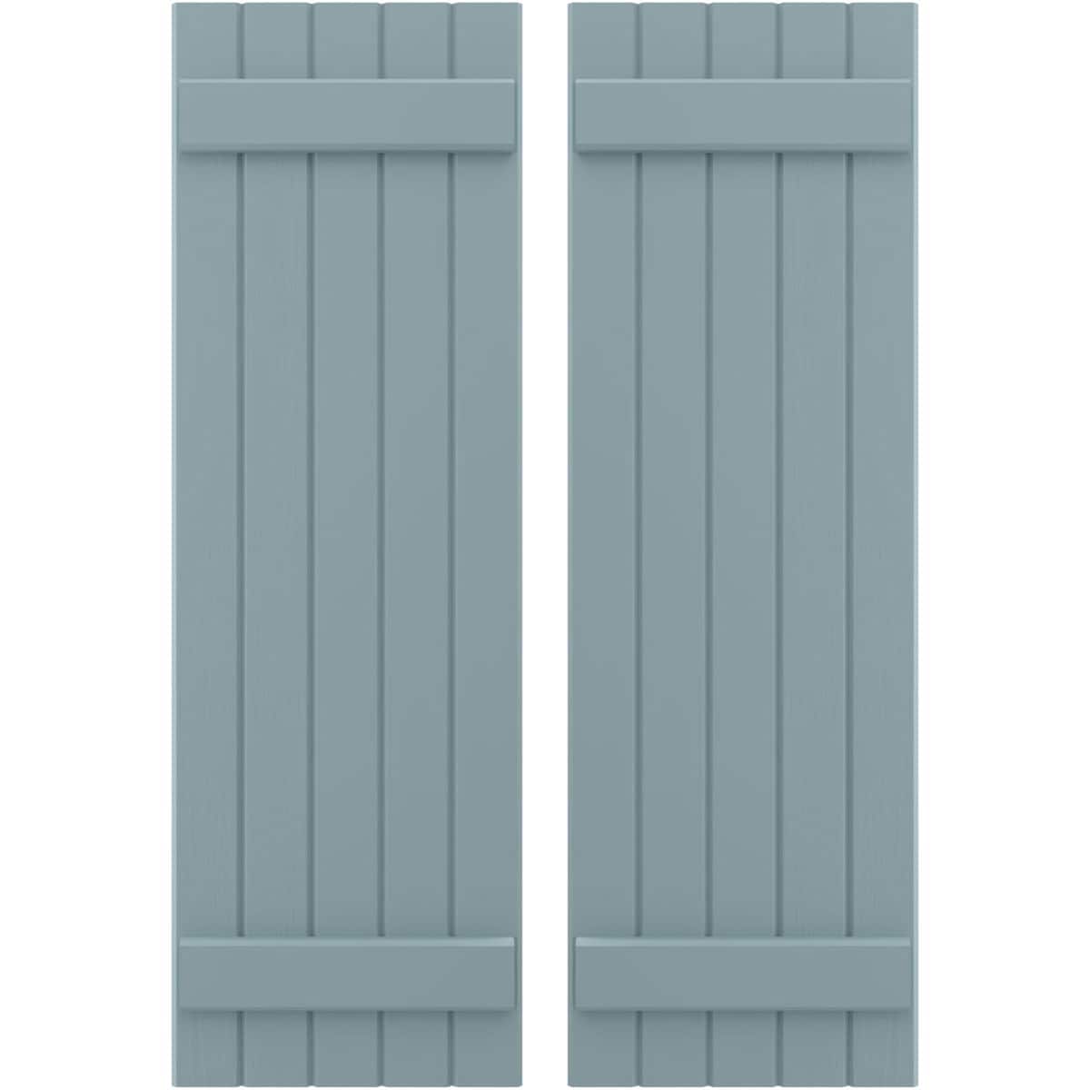 Ekena Millwork 17.5-in W x 79-in H Peaceful Blue Paintable/Stainable Board and batten Spaced Wood Exterior Shutters ( 2 -Pack )