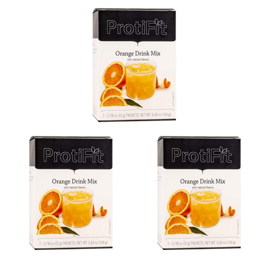 High Protein Orange Fruit Drink 3 Pack, 15g Protein, Low Calorie, Sugar Free, Ideal Protein Compatible, 7 Servings Per Box, (3 Pack)