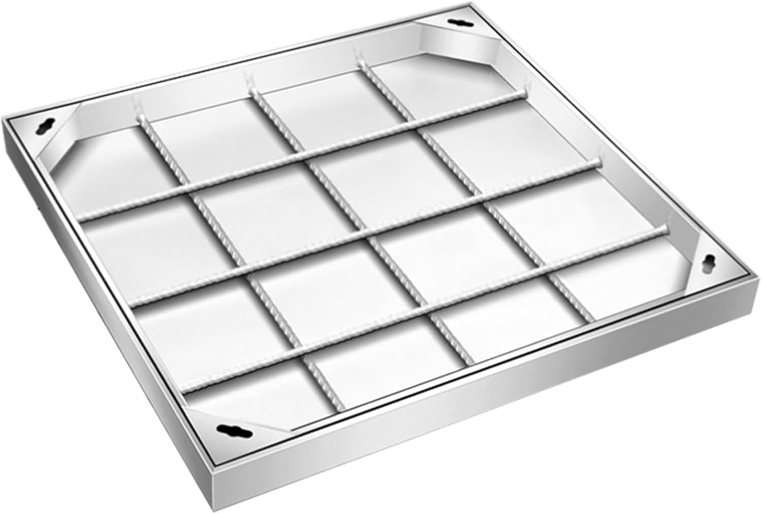 1pc SS Recessed Manhole Cover and Frame - Invisible Inspection Chamber Cover for Garden, Pavement, and Grass(700x700x50mm)