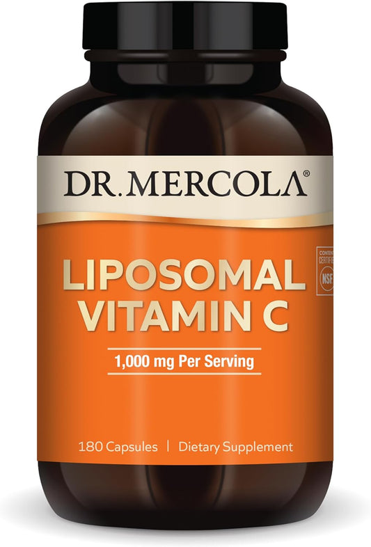 Dr. Mercola Liposomal Vitamin C, 1,000 mg per Serving, 90 Servings (180 Capsules), Dietary Supplement, Supports Immune Health, Non GMO, NSF Certified