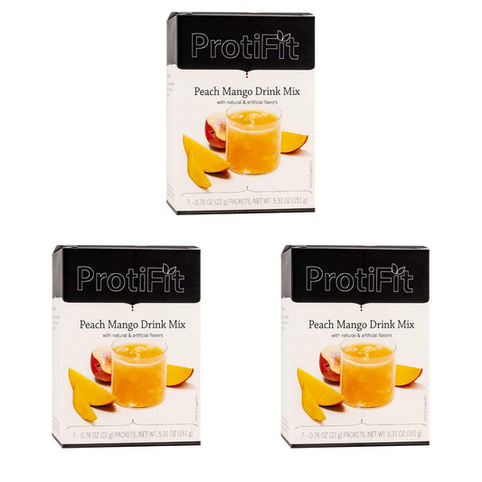 High Protein Peach Mango Fruit Drink 3 Pack, 15g Protein, Low Calorie, Sugar Free, Ideal Protein Compatible, 7 Servings Per Box, (3 Pack)