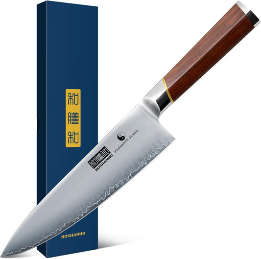 HOSHANHO Chef Knife 8 Inch, Japanese High Carbon Steel Kitchen Knife Ultra Sharp Cooking Knife, Professional Chef's Knife with Ergonomic Red Sandalawood Handle