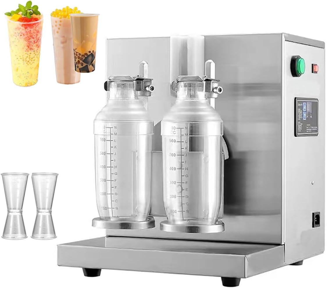 Electric Milk Tea Shaker - Double Frame Bubble Boba Shaker with 2x 1000 ML PC Cups for Tea, Juice, Coffee, Wine