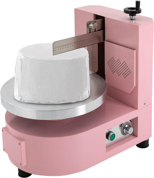 Automatic Cake Icing Machine – Adjustable 4-12” Turntable for Smoothing & Decorating – 11-Speed (0-200 RPM) with Scraper – 110V Pink Commercial Baker Tool