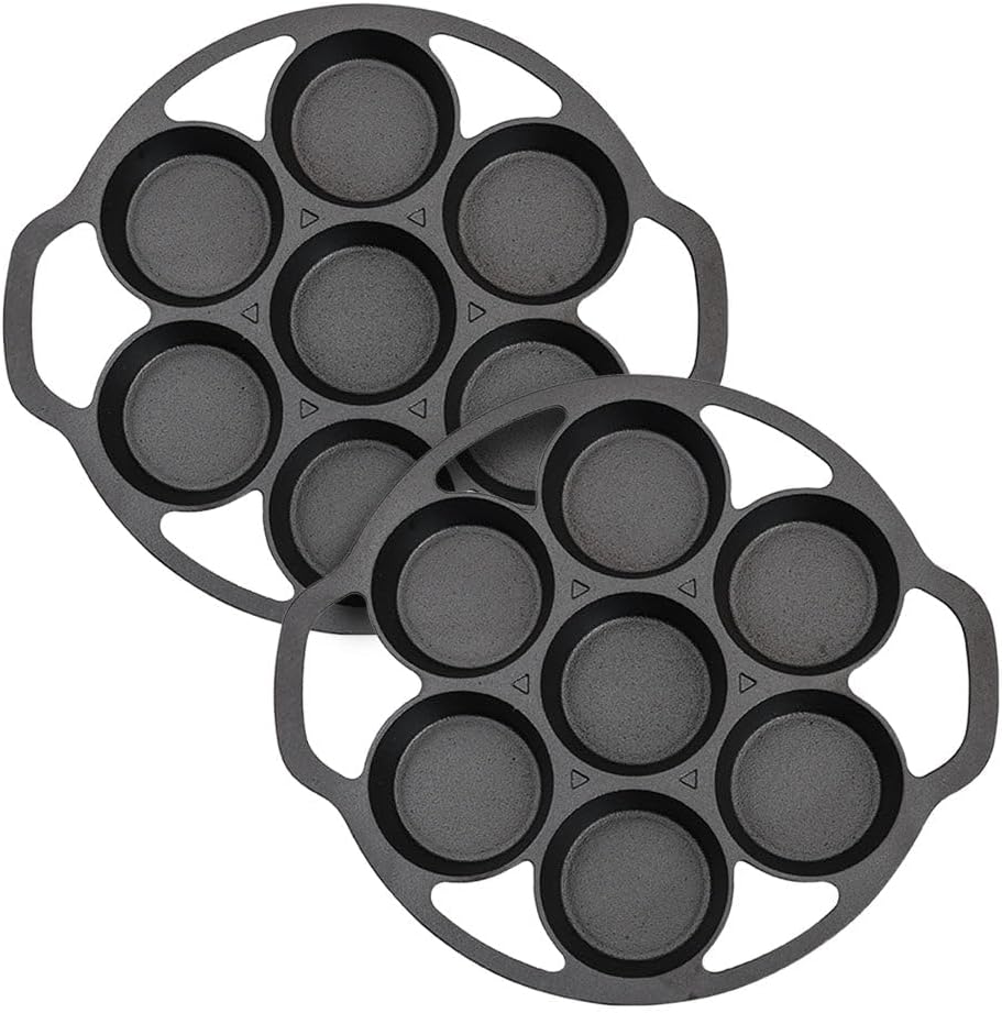 SOGA 2X 32cm Cast Iron Takoyaki Fry Pan Octopus Balls Maker 7 Hole Cavities Grill Mold