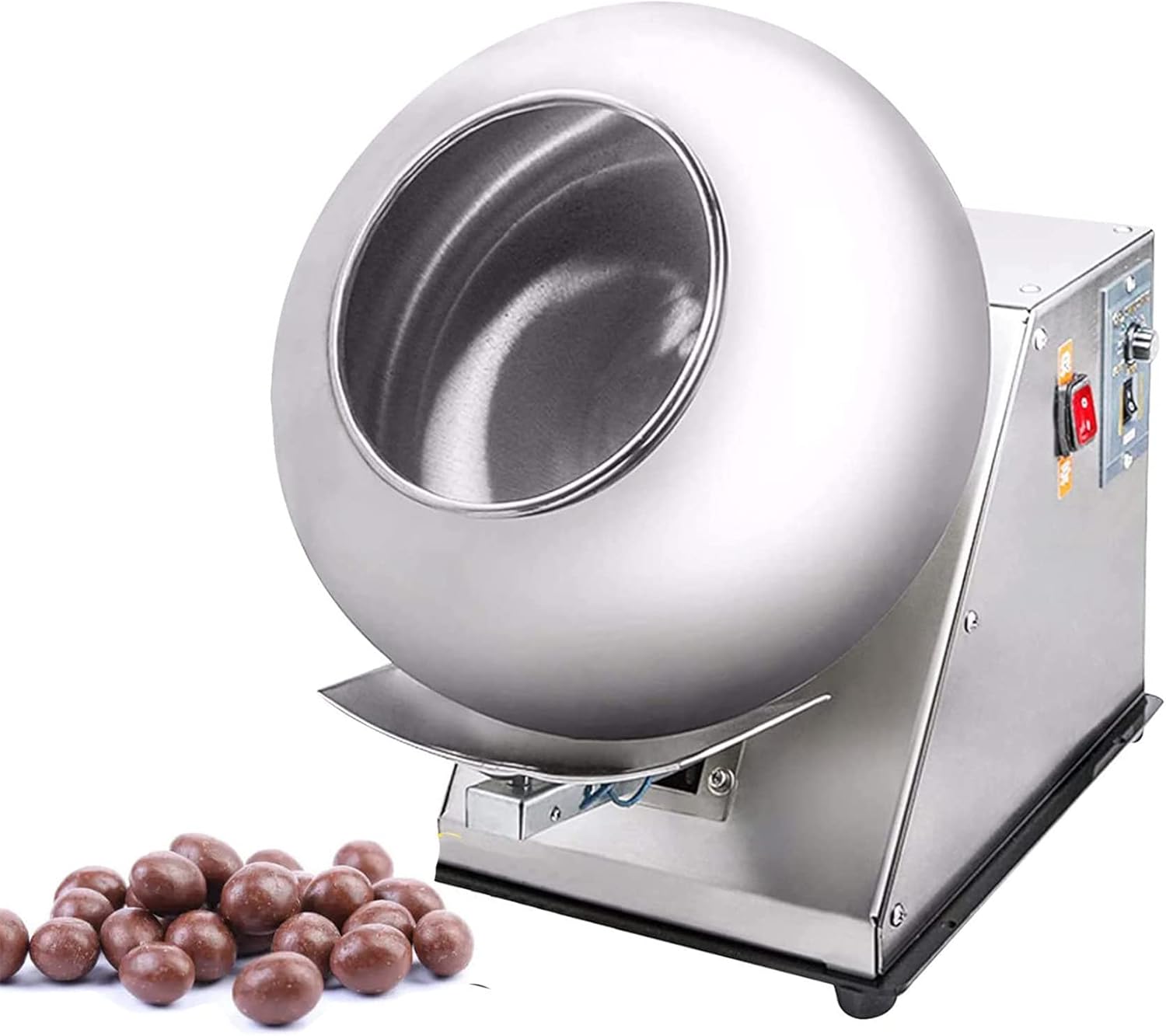 Sugar Coating Machine, Small Commercial Mini Chocolate Panning Machine, 2-5kg/H Chocolate Coating Polishing Machine Coater Sugar Ball Coating Drying Machine,110V