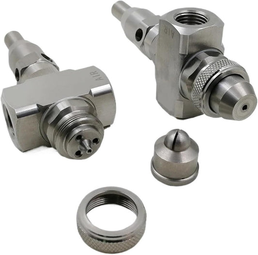 MQKXZOWL 304 Stainless Steel Two-Fluid Atomizing Nozzle - 1\/4" Siphon Pressure Fog Jet with Cleanout Needle Adjustable Mist Spray(Pressure Flat Fan)