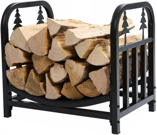 Outdoor Fireplace Firewood Rack Stacking Cast Iron Holder Farmhouse Log Indoor Outdoor Lumber Store Fireplace Pit Easy To Assemble