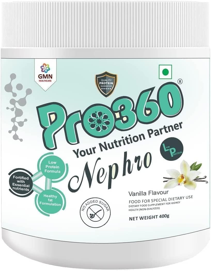 SENTA Pro 360 Nephro LP - Non-Dialysis Care Nutritional Protein Drink (Vanilla Flavour) No Added Sugar, Special Dietary Supplement for Kidney/Renal Health, 400 Gm