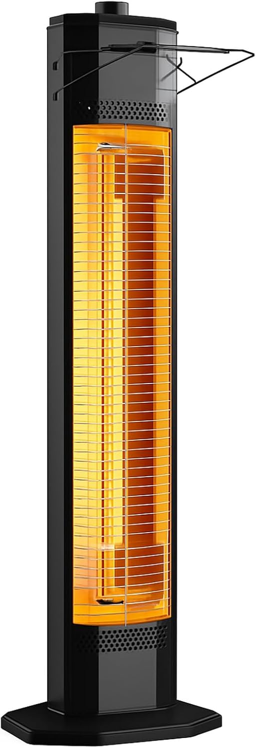 Outdoor Electric Patio Heater, 35-Inch 1500W Infrared Tower Heater with Instant Heating, IPX5 Waterproof, Tip-Over & Overheat Protection, Indoor & Outdoor Space Heater for Patio, Garage, Workshop
