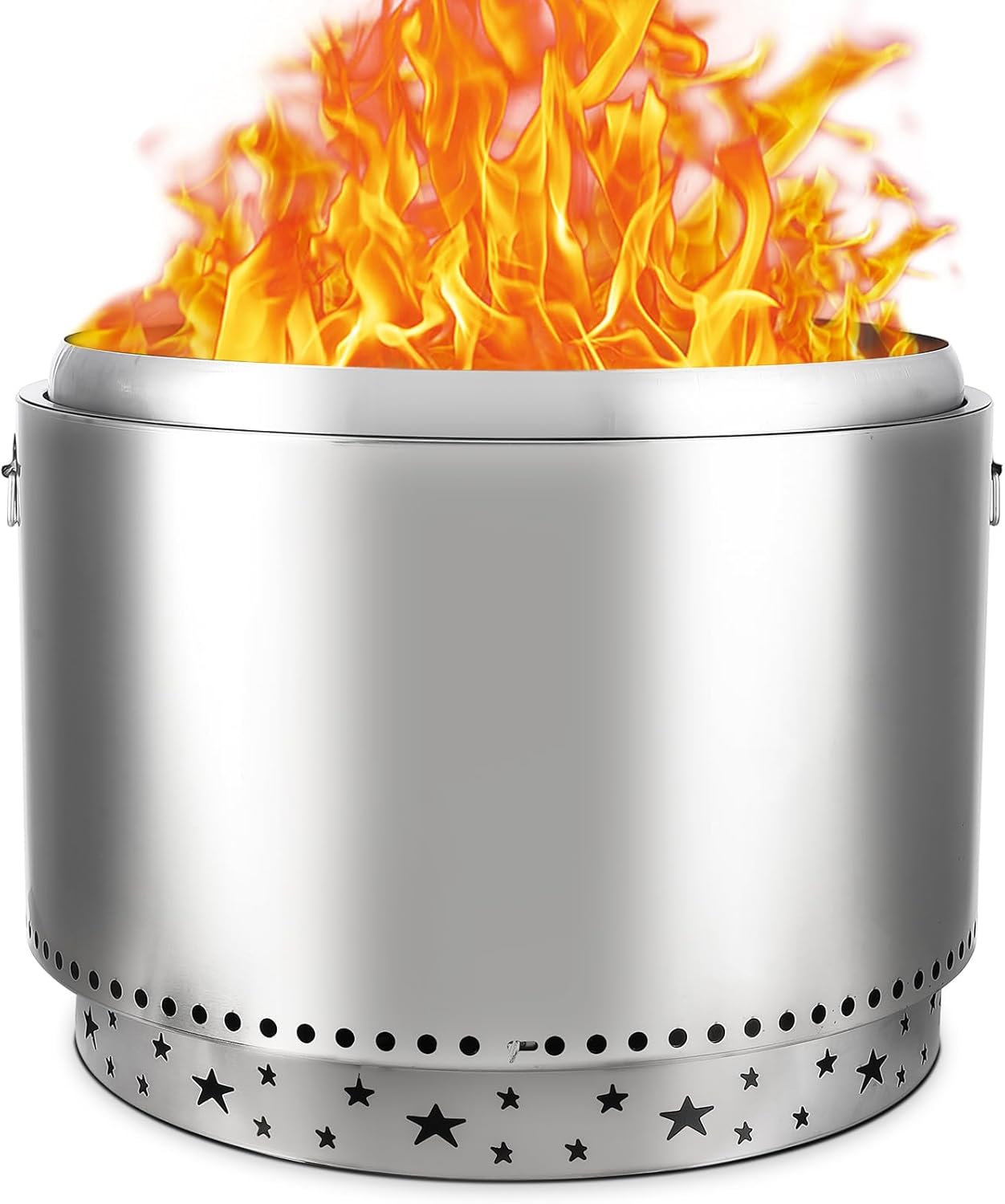 27" Smokeless Fire Pit with Air Switch, PeakPursuit 304 Stainless Steel Wood Burning Fireplaces, Portable Outdoor Bonfire Pit for Camping, Bonfires