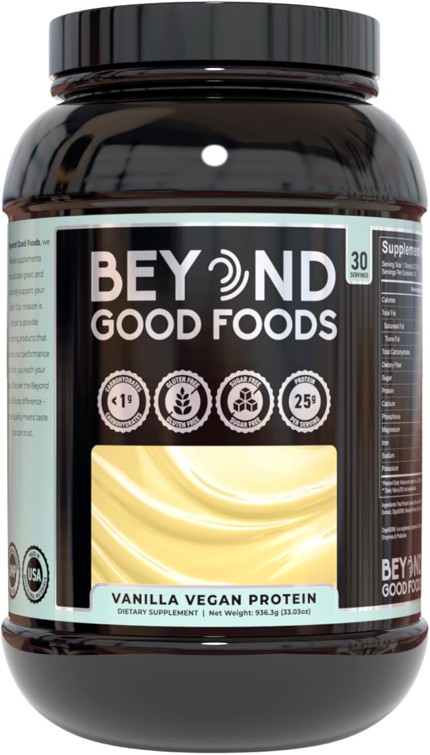 Vegan Protein Powder – 25g Plant-Based Pea + Rice Protein, Stevia Sweetened, Low Carb, Gluten & Dairy Free – Vanilla 30 Scoops