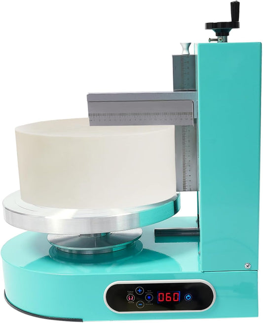 Cake Decorating Machine Birthday Cake Cream Smooth Coating Spreading Machine for 4-12in Cakes, 200W 320RPM Electric Adjustable Cream Smooth Coating Machine with LCD Display Type (GreenGreen)