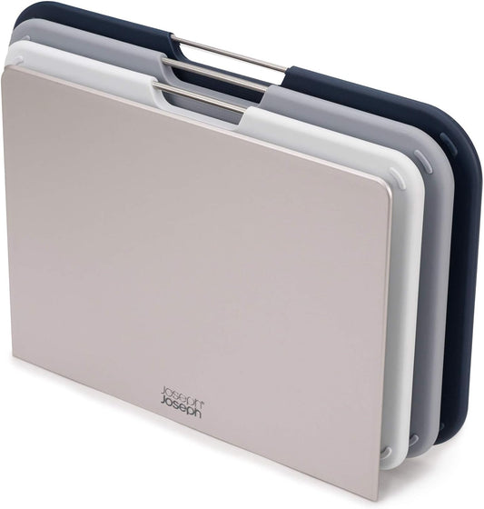 Joseph Joseph Nest 3 Piece Color Coded Cutting Board Set With Storage Stand, Regular - Grey\/Blue