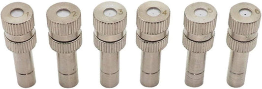 Pfeilzieher 50pcs Brass misting nozzles for Outdoor Cooling System dust Control Mister Nozzle atomizing misting Sprayer Fog nozzles for Garden humidification Landscaping 6mm Size 0 2mm