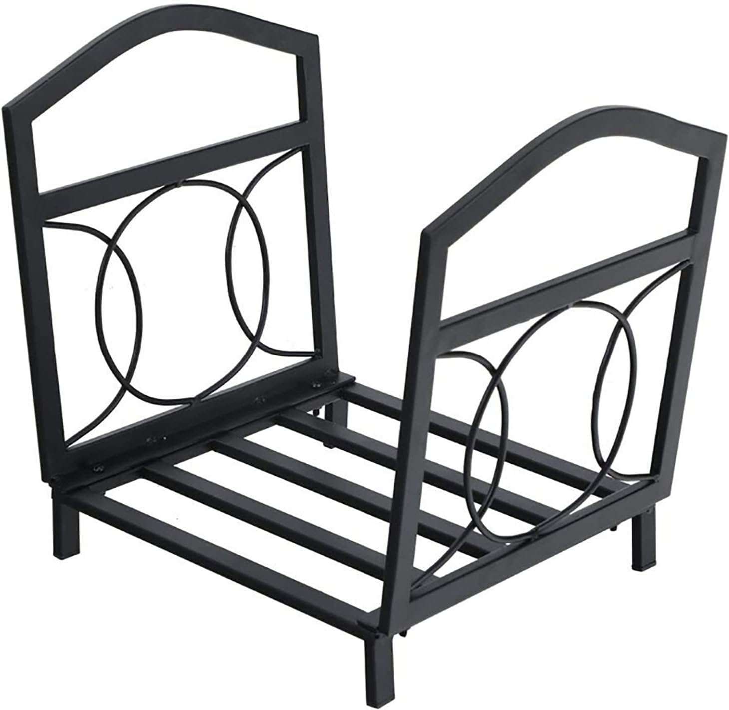Outdoor Firewood Rack - Steel Logs Storage Stand For Outside Firepits/Wood Burning Stove/Patio Firepit Black 60×25×100cm,