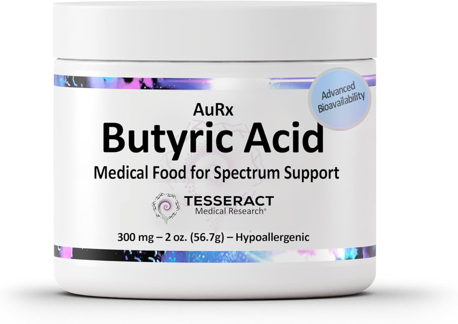 AuRx Autism Spectrum Medical Food Powder to Support Gut Health, Stabilized Butyric Acid Supplement in a Palatable-Tasting Powder for ASD Children, Hypoallergenic, 2 Ounces