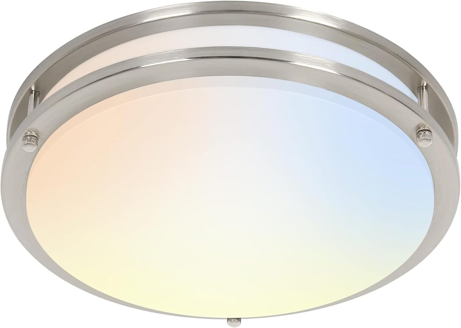 hykolity 16 inch Dimmable LED Flush Mount Ceiling Light Fixture, Brushed Nickel, 36W, 2200LM, 2.7\/3\/3.5\/4K\/5K Adjustbale, 120°Light Angle, CRI80, Ceiling Lamp for Bedroom, Kitchen, Office, ETL Listed