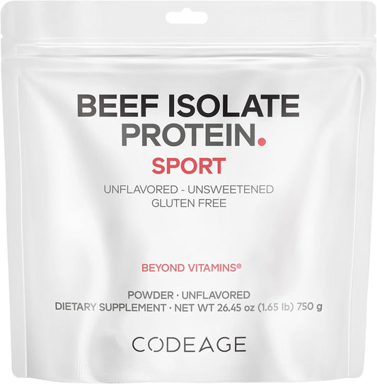 Codeage Grass-Fed Beef Isolate Protein Powder Supplement - 20 Amino Acids, Collagen-Rich - Athletes & Sports - Unflavored Carnivore Protein Supplement, BCAA & EAA Supplement - Gluten-Free - 26.45 oz