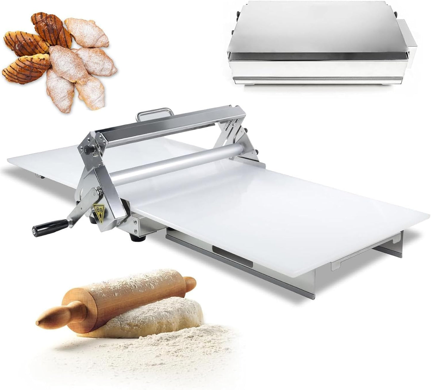 JJENXYYDS Electric Dough Roller Adjustable Thickness,Folding Dough Roller Machine,with Sheeter Board Manual Dough Roller Machine,for Pizza, Croissants, Pastry & Fondant Table Top Design,Type300