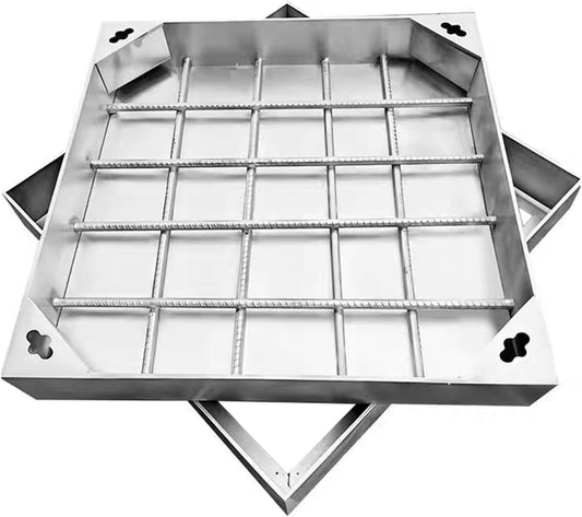1pc Invisible Recessed Manhole Cover and Frame - Durable 304 Stainless Steel Square Septic Tank Cover for Outdoor Use(80x80x5cm)