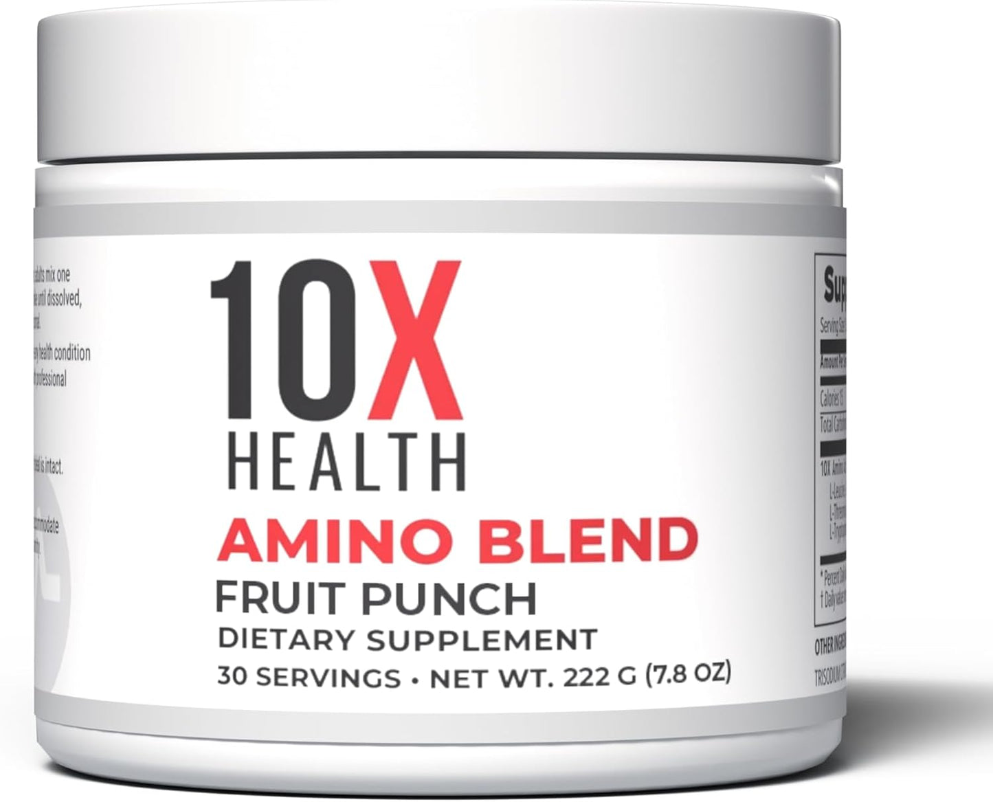 10X Health Amino Blend Pre Workout Powder for Men - Fruit Punch Flavor - EAA & BCAA Powder Amino Acids Supplement for Energy, Muscle Strength & Performance \u2013 Pre and Post Workout - 30 Servings