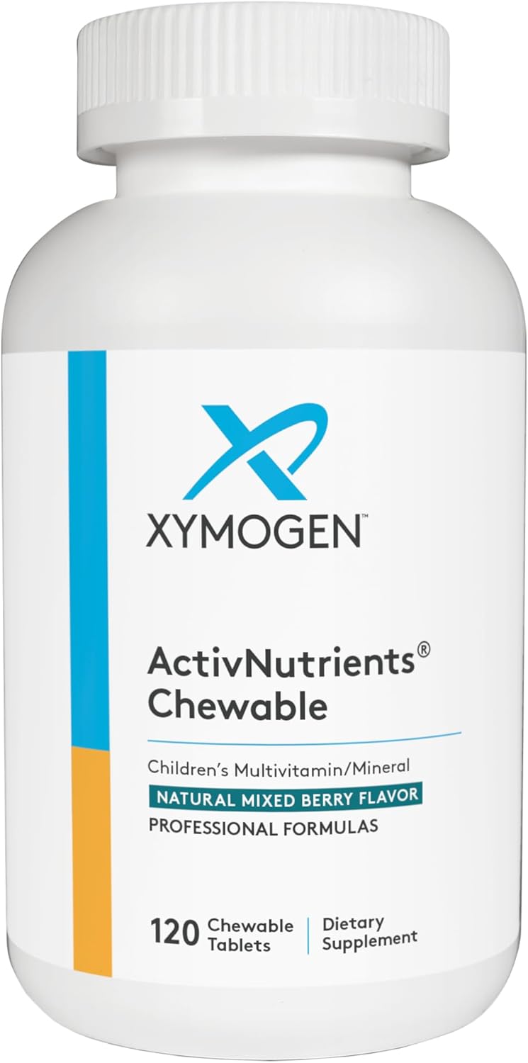 XYMOGEN Children's ActivNutrients Chewable - Mixed Berry Multivitamin for Kids - Multi Vitamin Multimineral for Wellness + Immune Support - Chelated Minerals + B Vitamins with Folate (120 Tablets)