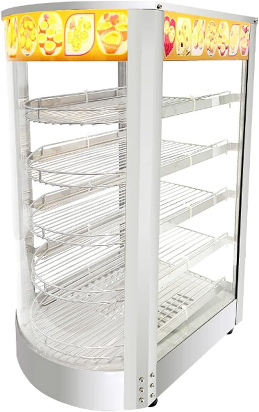 Countertop 14" Food Warmer Display Case 5 Shelf Hot Warming Showcase with Back Sliding Door,Silver (5 Tiers)