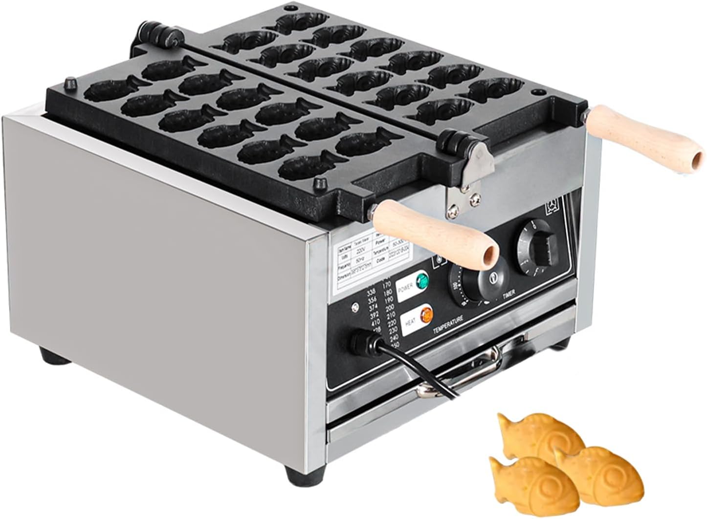 Mini Fish-Shaped Waffle Iron/Taiyaki Waffle Maker/Waffle Maker Shapes/Non-Stick Teflon Coating,50-300℃/122-572℉ Adjustable