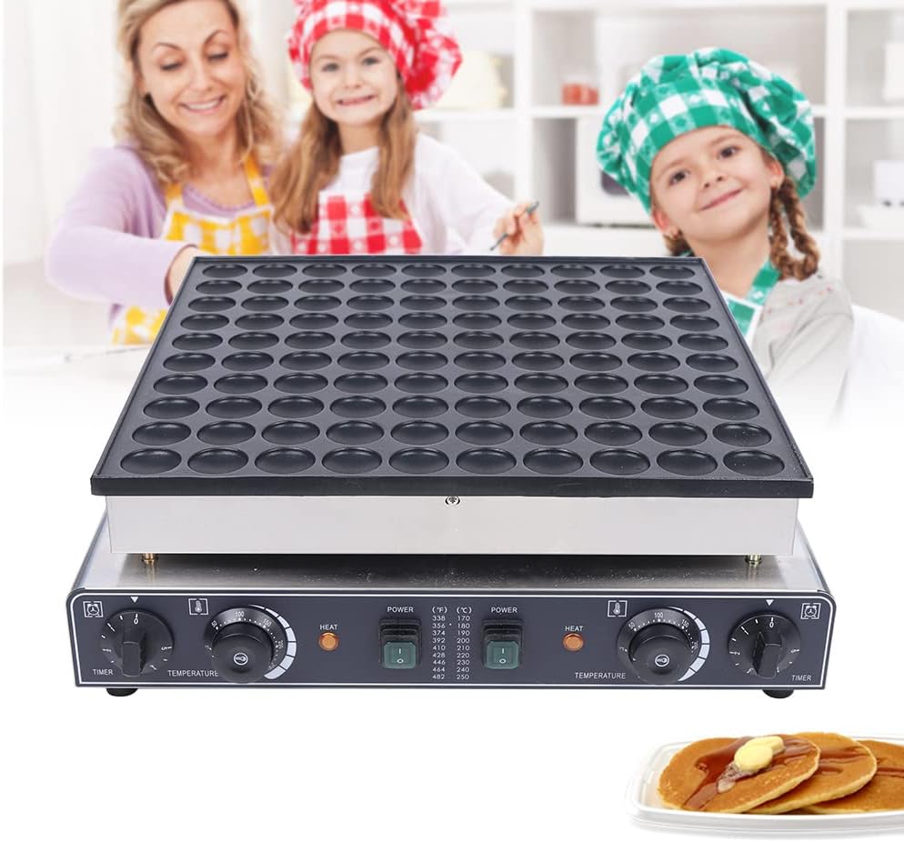 LOYALHEARTDY Commercial Pancake Maker Electric Mini Dutch Dorayaki Pancake Baker Electric Muffin Making Machine 100Pcs Double Switch Non-stick Surface for Bakery Home and Kitchen Restaurant
