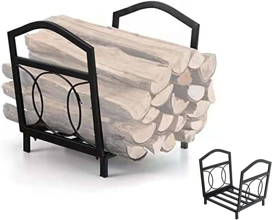 Firewood Rack Stand, Tubular Steel Log Holder Metal Storage Rack for Outdoor Indoor, Firewood Log Holder for Fireplace,