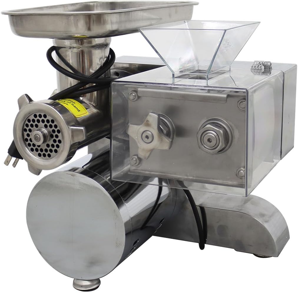 INTSUPERMAI Electric Meat Grinder Cutting Machine Commercial Electric Meat Grinder and Slicer Sausage Stuffer Meat Treasure Grinder 110V 250KG/H with 3.5MM Cutter and 8MM Grinding Plate