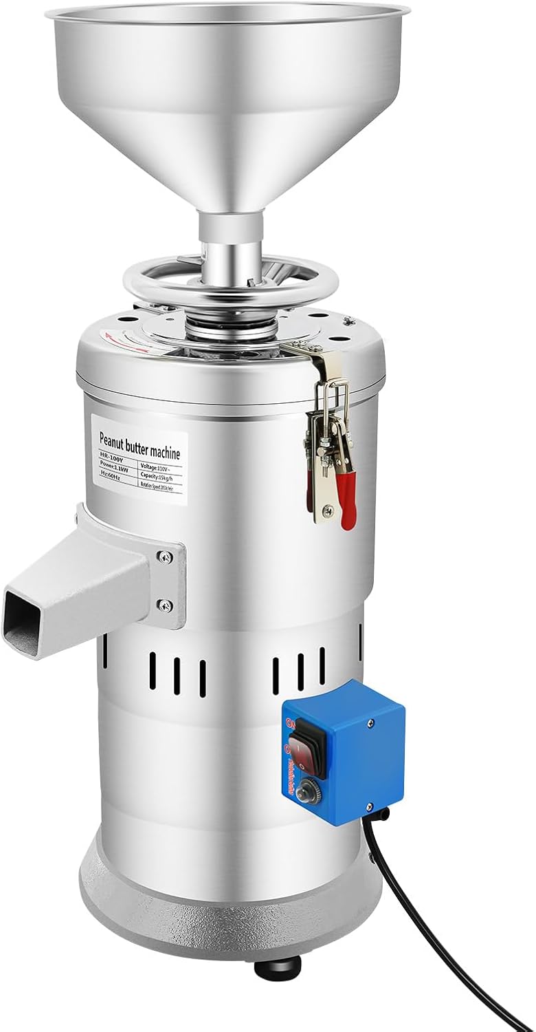 Peanut Butter Maker Machine, 1100W Nut Butter Machine Electric Grain Grinder with 3.94"Emery Wheel Sesame Sauce Grinder Home/Commercial for Groundnut Almond Cashew Nut and Sesame 2850 r/min Speed