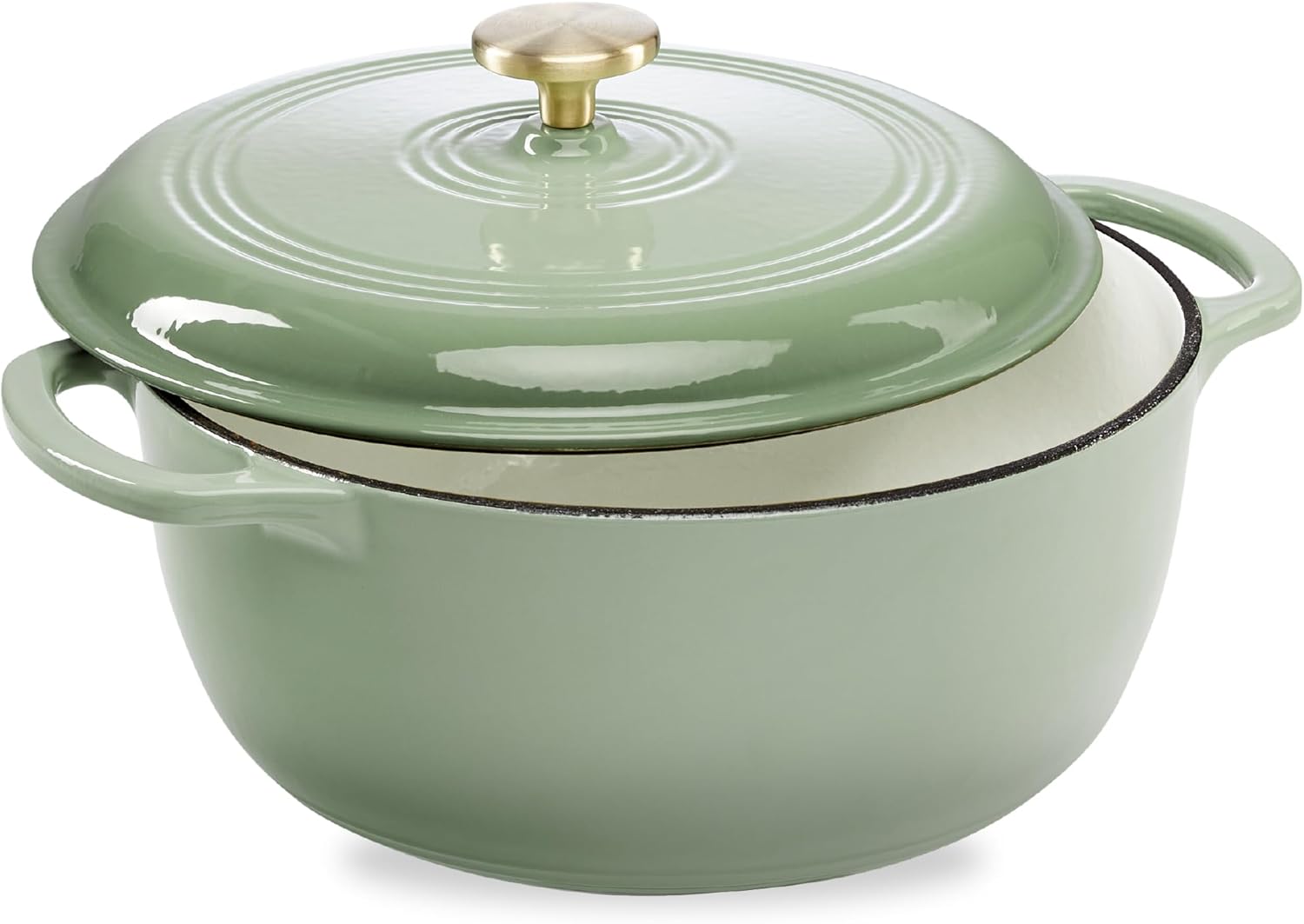 Best Choice Products 6 Quart Enamel Cast-Iron Round Dutch Oven, Family Style Heavy-Duty Pre-Seasoned Cookware for Home, Kitchen, Dining Room, Oven Safe w\/Lid, Dual Handles - Sage Green