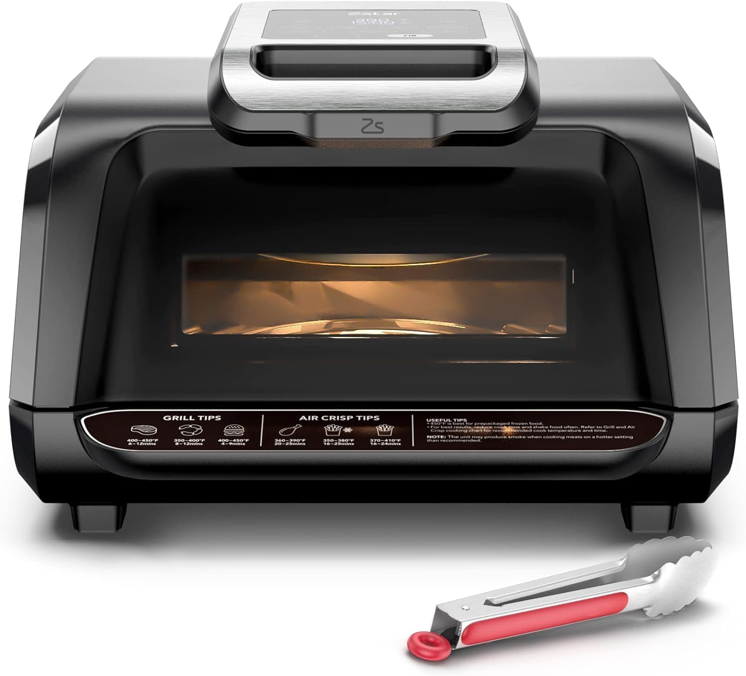 Acekool 7-in-1 Electric Indoor Grill, 1750W Air Fryer Grill Combo with Bake, Roast, Broil, Steam, Dehydrate, See-Through Window, Non-Stick Dishwasher-safe Removable Plates, Even Heat Up to 450°F