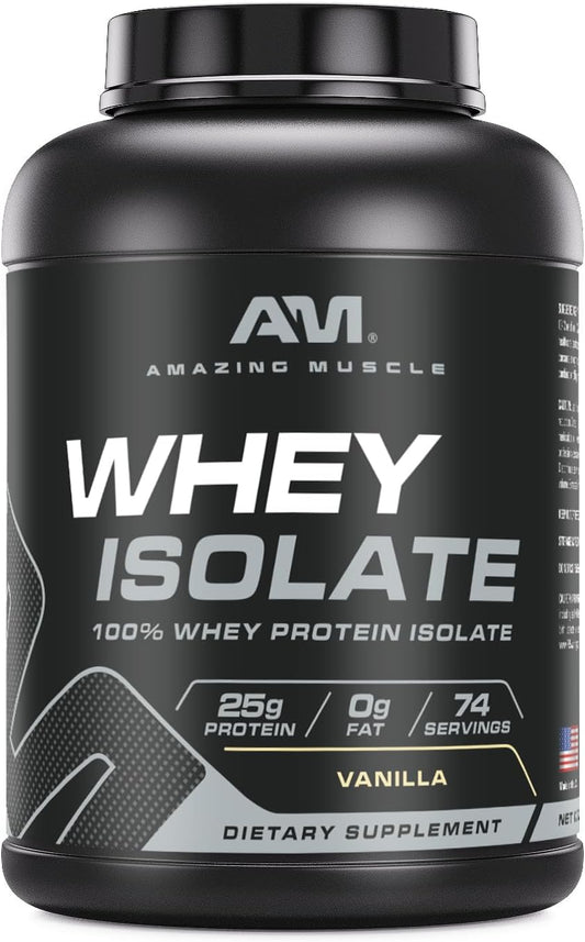 Whey Protein Isolate Powder | 25 Grams Protein Per Serving | 100% Whey Isolate | Zero Fat | Made in USA (5 Lb, Vanilla)