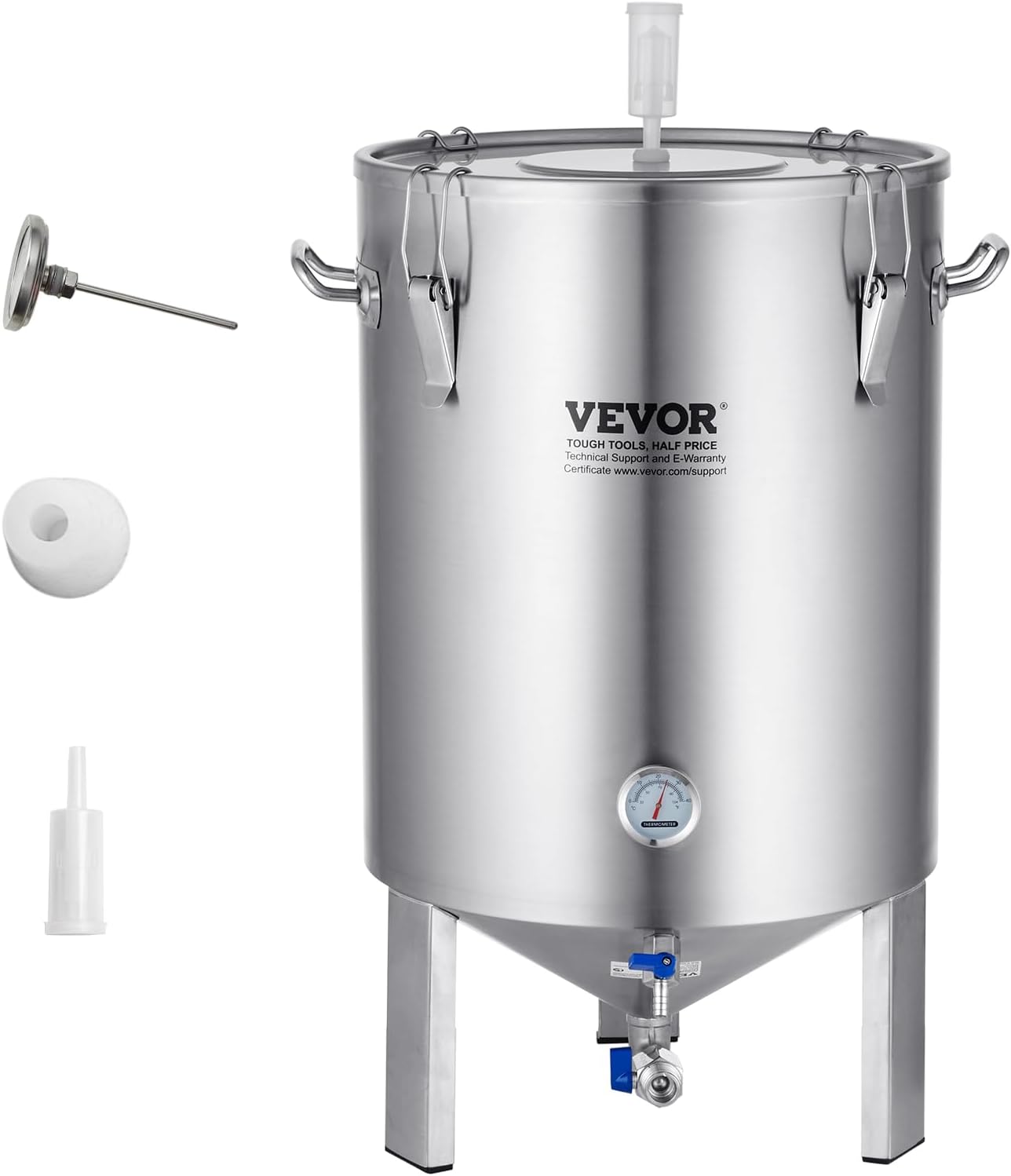 VEVOR Fermentation Tank 16 Gal,Stainless Steel Beer Brew Fermentor, Brew Bucket Fermentor for Home Brewing with Conical Base Brewing Equipment