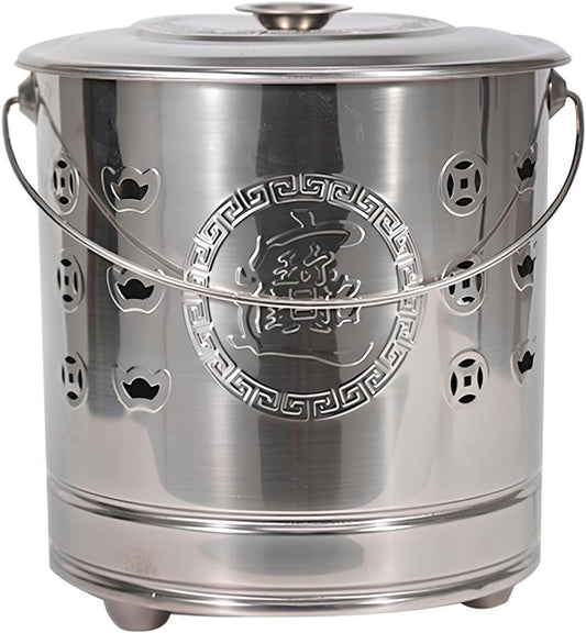 Burn Barrel, Yard Waste Incinerator with Handle, Outdoor Burn Cage for Paper, Wood and Leaves