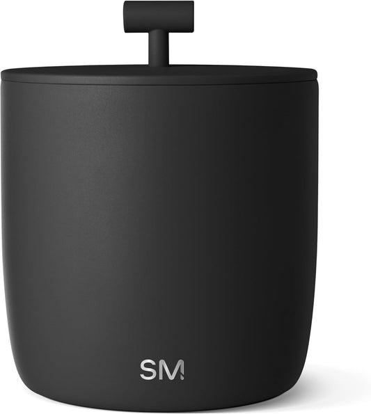 Simple Modern Vacuum Insulated Ice Bucket with Lid and Scoop | for Cocktail, Champagne, Wine, Beer, & Hosting | Stainless Steel 100oz Capacity for Large Parties | Rocks Collection | Midnight Black