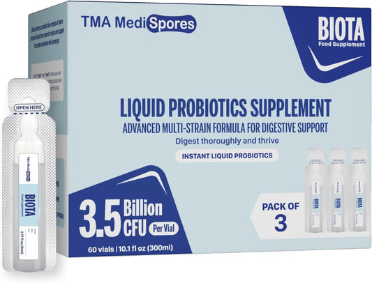 Biota Probiotic Drinks for Digestive Health & Immune Support,Fast Acting Support Stomach Constipation, Digestive Daily Probiotic for Adults, Kids, Gluten, Sugar Free & Non-GMO, 60 Servings