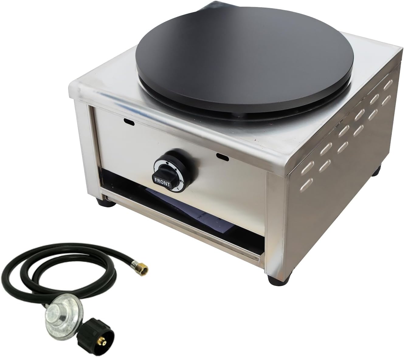 Single LP Gas Crepe Machine 2800Pa Commercial Pancake Maker Nonstick Pan Griddle Machine Table Size 15.75″ for Blintzes Eggs Bacon