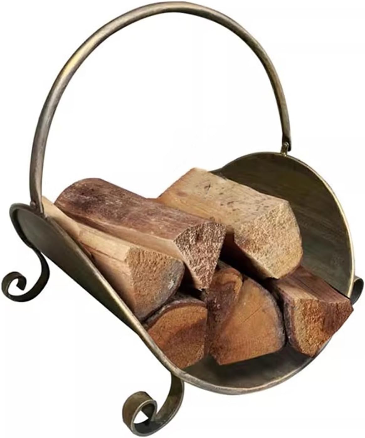 Firewood Rack Indoor Metal Firewood Rack, Brass Color Firewood Holder for Living Room Garden Camping, Small Fireplace Log Holder 16.5 X 16.9 X 12.6 Inches(