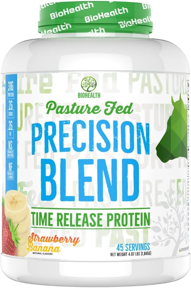 Precision Blend Strawberry Banana | Time Released Whey Protein Blend | Muscle Building | Recovery | Meal Replacement (4lb, Strawberry Banana)