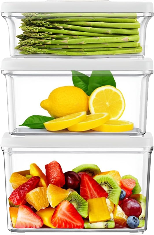 Vacuum Seal Containers for Food Storage, 3Pcs Food Sealed Containers with Lids (Vacuum Sealer Not Included) for Meal Prep and Food Storage, 100% Leak-proof, BPA-Free